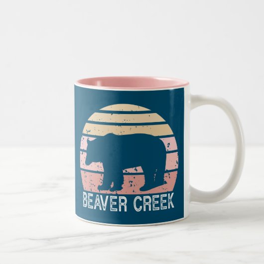 Biber Creek Colorado Retro Bär Zweifarbige Tasse (Rechts)