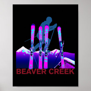 Biber Creek Skifahren Snowboarden Retro 90er Biber Poster