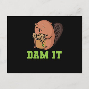 Biber Dam It Postkarte