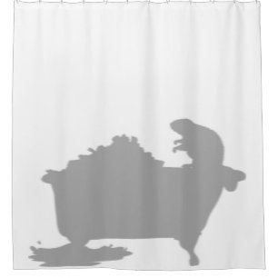 Biber-Damm-Wanne hinter Duschvorhang-Silhouette Sc Duschvorhang