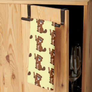Biber-Design mit beliebigem Hintergrundfarbe Geschirrtuch