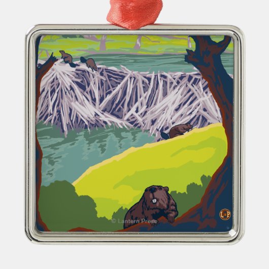 Biber-Familie - Eugene, Oregon Ornament Aus Metall (Vorne)