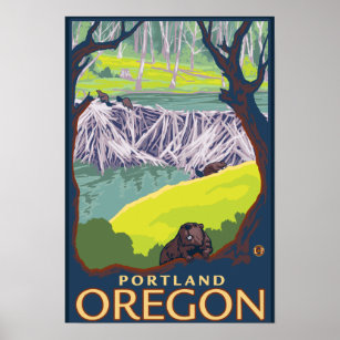 Biber-Familie - Portland, Oregon Poster