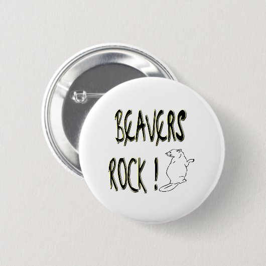 Biber-Felsen! Knopf Button (Vorne & Hinten)