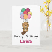 Biber fliegt mit farbenfroher Balloons-Karte. Karte (Gelbe Blume)