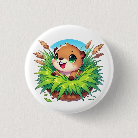 Biber-flüchtige Blick aus einem Burggrab Button (Vorderseite)