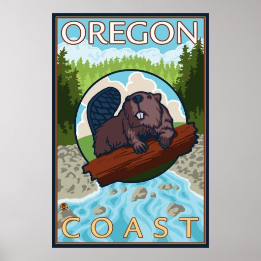 Biber & Fluss - Küste von Oregon Poster (Vorne)