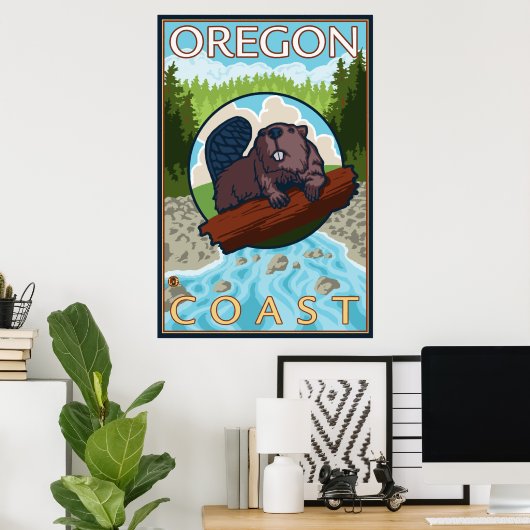 Biber & Fluss - Küste von Oregon Poster (Heimbüro)