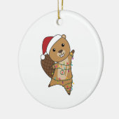 Biber fröhliche Weihnachtswintertiere Biber Keramik Ornament (Links)