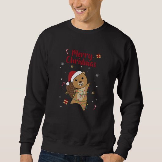 Biber fröhliche Weihnachtswintertiere Biber Sweatshirt (Vorderseite)