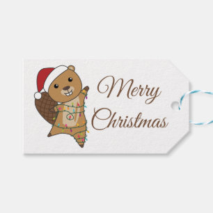 Biber fröhliche Weihnachtswintertiere Biber t Geschenkanhänger