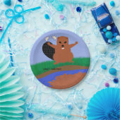 Biber-Gebäude Dam Cartoon Art Dinner Plata Pappteller (Party)