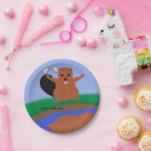 Biber-Gebäude Dam Cartoon Art Dinner Plata Pappteller (Party)