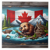 Biber-Gebäude-Damm in der Nähe der kanadischen Fla Fliese (Vorderseite)