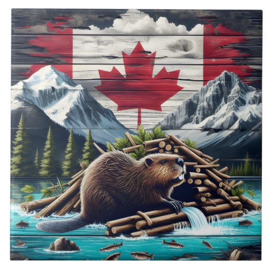 Biber Gebäude Lodge in der Nähe der kanadischen Fl Fliese (Vorderseite)