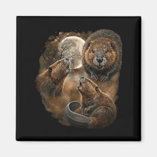 Biber heulender Mond Design lustiges Tier Biber Me Magnet