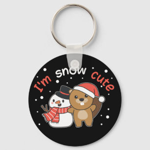 Biber Ich bin Schnee Niedlich Snowman Snow Pun Sch Schlüsselanhänger