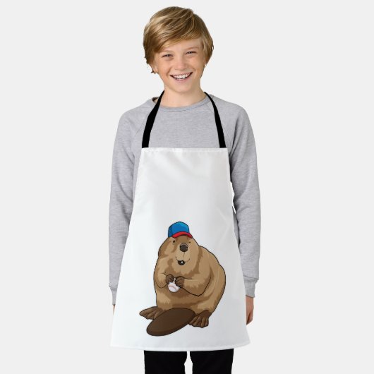 Biber im Baseball mit Baseballball Schürze (Getragen)