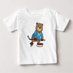 Biber im Eishockey mit Eishockeyschläger Baby T-shirt