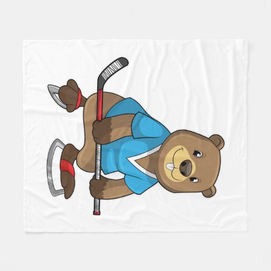Biber im Eishockey mit Eishockeyschläger Fleecedecke (Vorderseite (Horizontal))