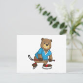 Biber im Eishockey mit Eishockeyschläger Postkarte (Stehend Vorderseite)