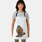 Biber im Eishockey mit Eishockeyschläger Schürze (Insitu)