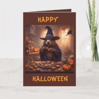 Biber im Hexenkostüm Halloween-Gruß