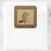 Biber im Profil Quadratischer Aufkleber (Tasche)