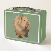 Biber im Schach mit Schachstück Bishop Metall Brotdose (Rückseite)