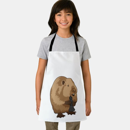 Biber im Schach mit Schachstück Bishop Schürze (Insitu)