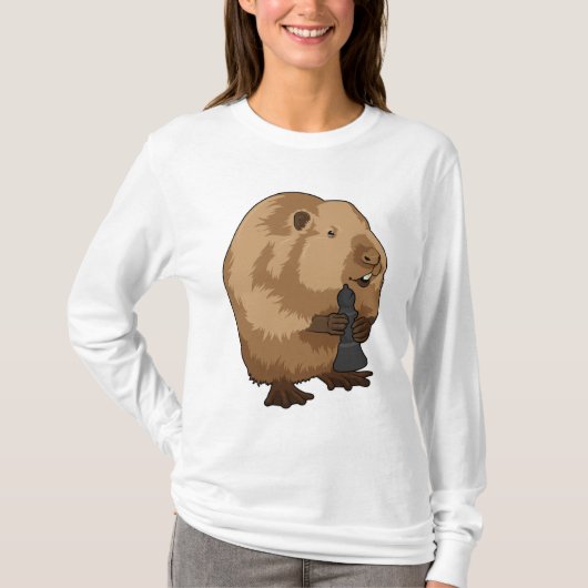 Biber im Schach mit Schachstück Bishop T-Shirt (Vorderseite)