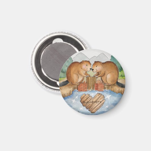 Biber in Liebe Magnet (Vorderseite/Rückseite)