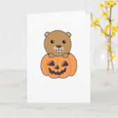 Biber in Pumpkin Sweet Beaver Happy Halloween Karte (Gelbe Blume)