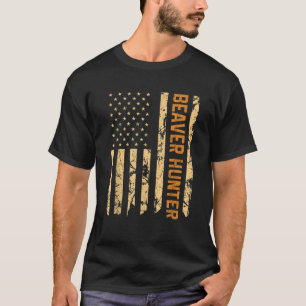 Biber Jagen amerikanische Flagge Vintager Patrioti T-Shirt