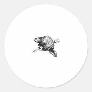 Biber Line Art Logo Runder Aufkleber