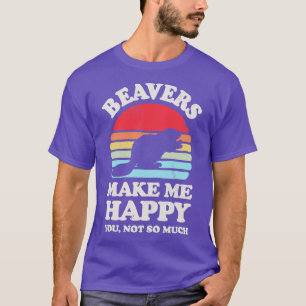 Biber machen mich glücklich Sunset Retro für Männe T-Shirt