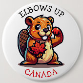 Biber mit Ahornleder und Elbos Up Canada Big Button (Vorderseite)