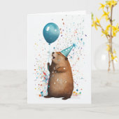 Biber mit Blue Balloon Grußkarte Karte (Gelbe Blume)