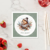 Biber mit Hut und Schal - Geburtstag Serviette (Beispiel)