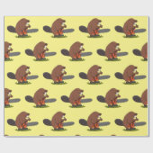 Biber mit Kettensäge, lustige Cartoon-Illustration Geschenkpapier (Flach)