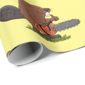 Biber mit Kettensäge, lustige Cartoon-Illustration Geschenkpapier (Rolleneckpunkt)