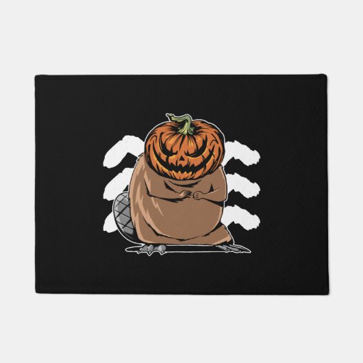 Biber mit Kürbiskopf - Halloween-Biber Fußmatte (Vorderseite)