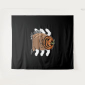 Biber mit Kürbiskopf - Halloween-Biber Wandteppich (Vorderseite (Horizontal))