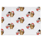 Biber mit Schneemann im Winter zu Weihnachten groß Große Geschenktüte (Vorderseite)