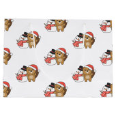 Biber mit Schneemann im Winter zu Weihnachten groß Große Geschenktüte (Rückseite)