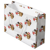 Biber mit Schneemann im Winter zu Weihnachten groß Große Geschenktüte (Vorderseite Schrägansicht)
