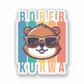 Biber mit Sonnenbrille Aufkleber (Vorderseite)