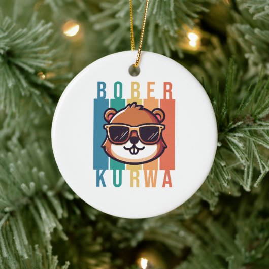 Biber mit Sonnenbrille Keramik Ornament (Baum)