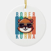 Biber mit Sonnenbrille Keramik Ornament (Vorne)