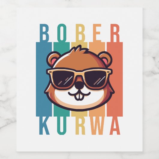 Biber mit Sonnenbrille Weinetikett (Einzelnes Label)